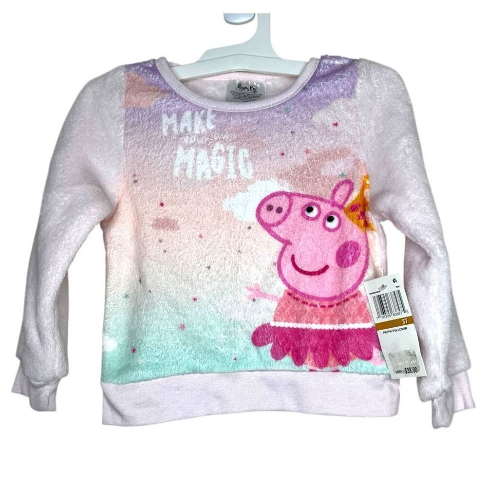 NEW Peppa Pig Toddler Fuzzy Pullover Sweatshirt “Make Your Own Magic” 3T